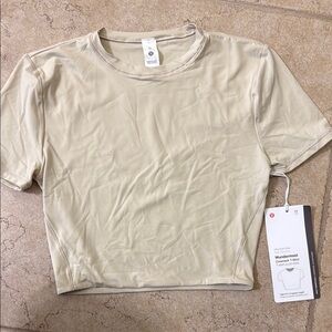 Cream Lululemon Wundermost crew neck T-Shirt Women's Top Ceopped XS